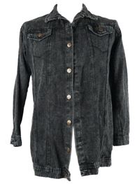 Dámská černá riflová dlouhá bunda 