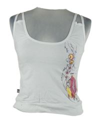 Dámsky biely crop top s rybkou Kooka