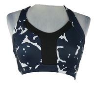 Dámký tmavomodro-bílo-černý vzorovaný sportovní crop top 