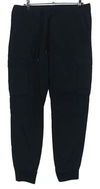 Pánské černé šusťákové cargo kalhoty s kapsami H&M