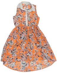 Neónově oranžové kvetinové šifónové šaty Yd.