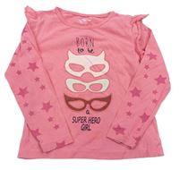 Ružové tričko s maskami a hviezdičkami Kuniboo
