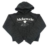 Tmavosivá melírovaná crop mikina s logom a kapucňou McKenzie