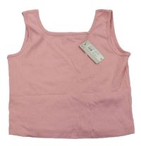 Svetloružový rebrovaný crop top River Island