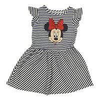Čierno-biele pruhované bavlnené šaty s Minnie Disney