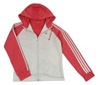 Bielo-ružová športová prepínaci mikina s logom a kapucňou Nike