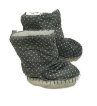 Khaki-smetanové puntíkaté plyšové zateplené válenky/capáčky