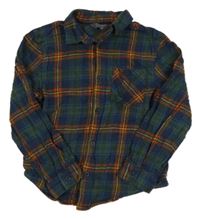 Modro-zeleno-oranžová kostkovaná flanelová košile Primark