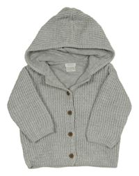 Šedý propínací podšitý svetr s kapucí Mamas&Papas 