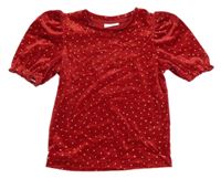 Červené puntíkaté sametové tričko Kappahl