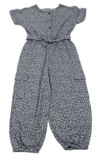 Modré kvetinový nohavicový overal dunnes