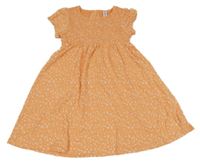 Lososové žabičkové bavlěné šaty s kvietkami Topolino