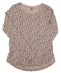 Svetloružová -hnedé tričko s leopardím vzorom H&M