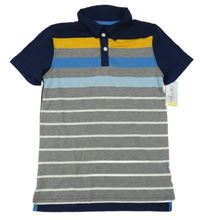 Nové - tmavomodro-šedo barevné pruhované polo tričko Cat&Jack 
