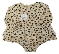Béžovo-leopardí sametové šaty s všitým body Next
