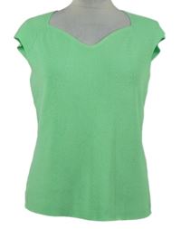 Dámske pistácové pletené rebrované tričko Gallery