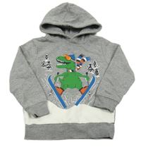Sivá mikina s kapucňou s dinosaurom C&A