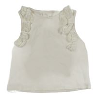 Biely rebrovaný crop top s kvietkami Mango