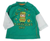 Zeleno-bílé triko s obrázkem Dunnes Store