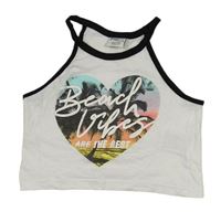 Bielo-čierny crop top s nápisom Page one young