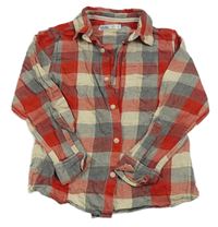 Červeno-sivo-béžová kockovaná košeľa M&Co.