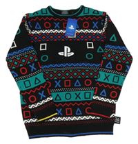 Černo-barevný vzorovaný svetr - PlayStation 