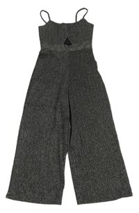 Čierno-strieborný nohavicový overal New Look