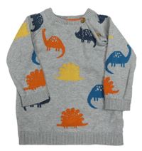 Sivý sveter s dinosaurami Nutmeg