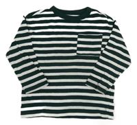 Tmavozeleno-biele pruhované tričko H&M