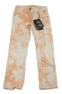 Nové - Korálovo-bílé batikované skinny rifle Mexx