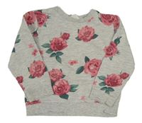 Sivá melírovaná kvetovaná ľahká mikina H&M