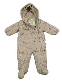 Světlehnědá manšestrová zateplená kombinéza se žaludy a kapucí Next