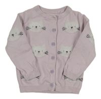 Lila propínací svetr s kočkami Tu