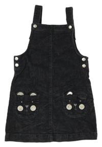 Tmavošedé manšestrové laclové šaty s medvídky George 