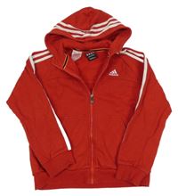 Červená propínací mikina s logem a kapucí Adidas