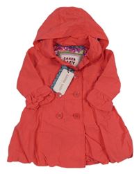 Nové - Jahodový plátěný jarní kabát s kapucí Baker