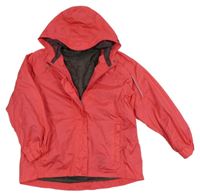 Jahodová šušťáková jarná bunda s kapucňou Pocopiano