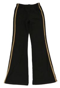 Čierne flare tepláky s pruhmi Shein