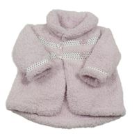 Světlerůžový chlupatý kabátek s pruhy