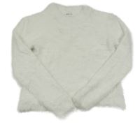 Biely chlpatý crop sveter H&M