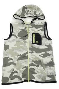 Sivo-biela army tepláková prepínaci vesta s vreckom a kapucňou F&F