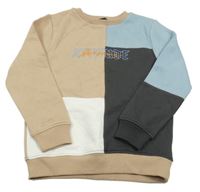 Béžovo-modro-šedá vzorovaná mikina s nápisem George 