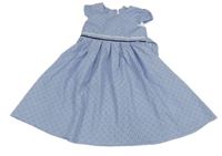 Světlemodro-biele poruhované šaty so srdiečkami