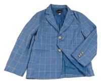 Modro-biele kockované melírované sako