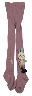 Růžové žebrované punčocháče se zajíčkem