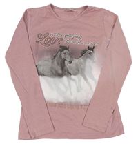 Staroružové tričko s koňmi a nápisom