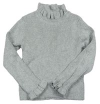 Sivý rebrovaný sveter s rolákom Matalan