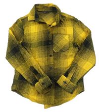 Žlto-čierna kockovaná flanelová košeľa Primark