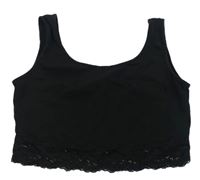 Čierny crop top s čipkou New Look