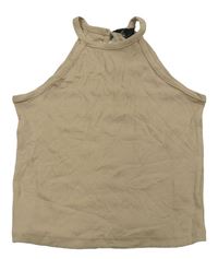 Béžový rebrovaný crop top New Look
